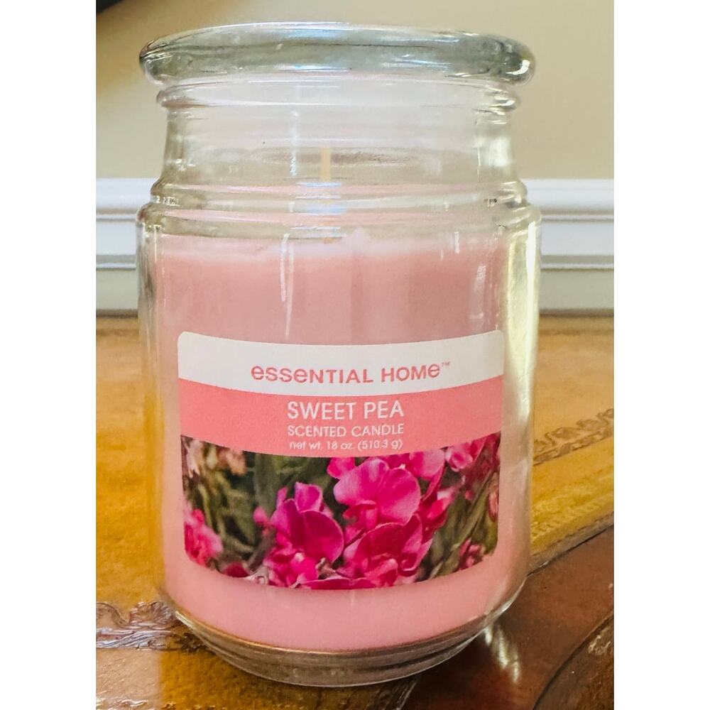 Essential Home Sweet Pea Pink 18 oz Jar Candle NEW